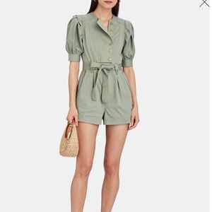ULLA JOHNSON Carmine Poplin Playsuit. Size 4.